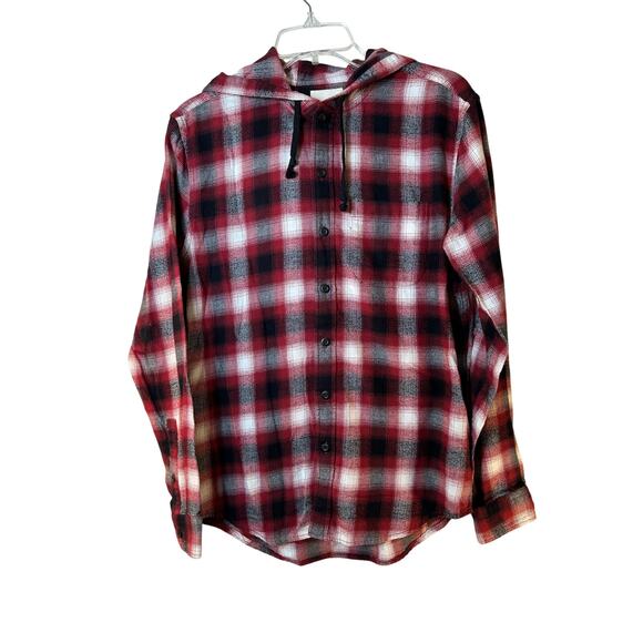AMERICAN EAGLE Men’s Button Down Hooded Plaid Flannel Shirt / Size: Small - Picture 1 of 7